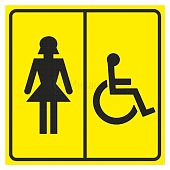 Табличка пиктограмма "Женский туалет для инвалидов" ПВХ 150*150мм