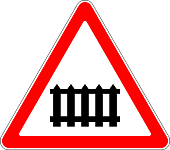 Дорожный знак 1.1 "Железнодорожный переезд со шлагбаумом"